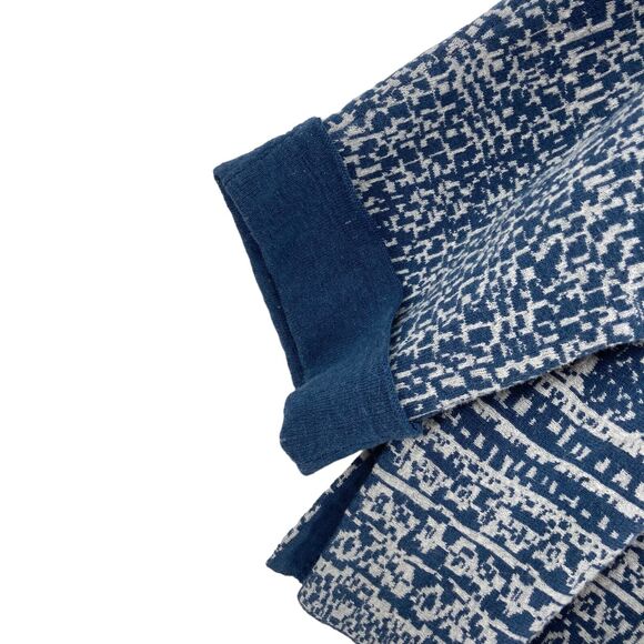 Pure Jill Cardigan Sweater Womens Medium Blue White Geo Print Cotton Open Front - Picture 5 of 16